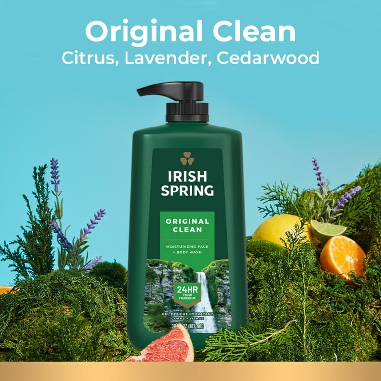 Irish Spring Mens Gel Body Wash Pump, Original Clean, 30 oz