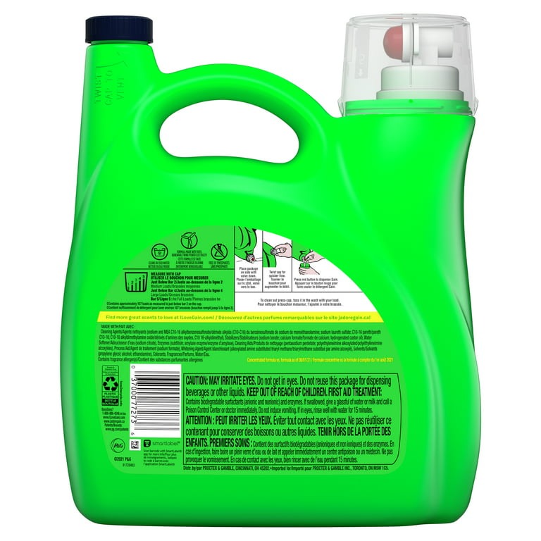 Gain + Aroma Boost Liquid Laundry Detergent, Original Scent, 107 Loads, 154 fl oz