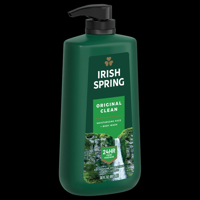 Irish Spring Mens Gel Body Wash Pump, Original Clean, 30 oz