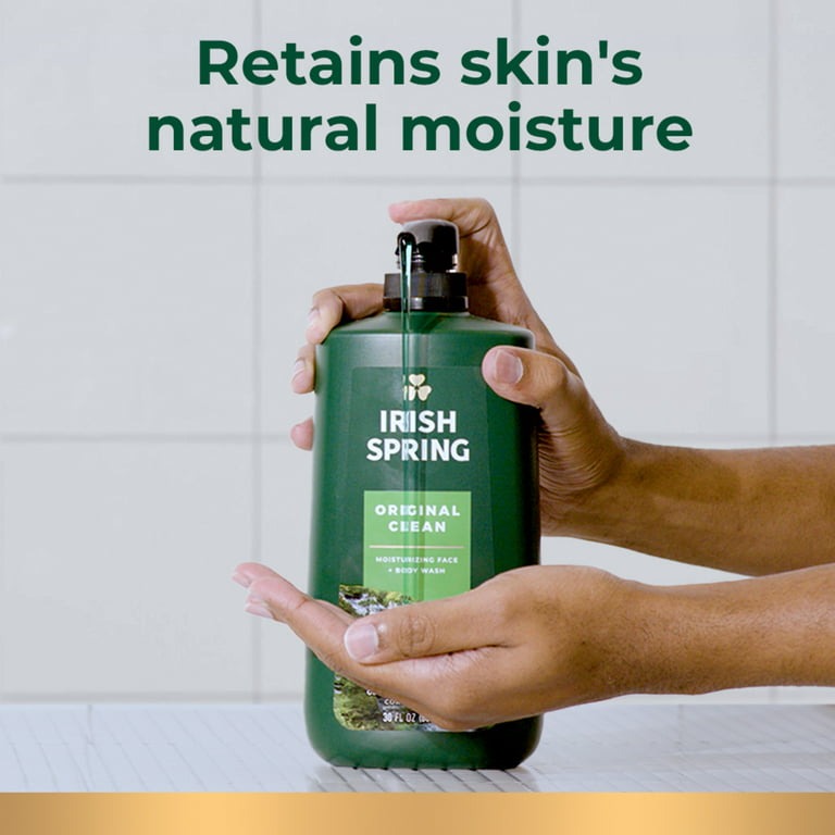 Irish Spring Mens Gel Body Wash Pump, Original Clean, 30 oz