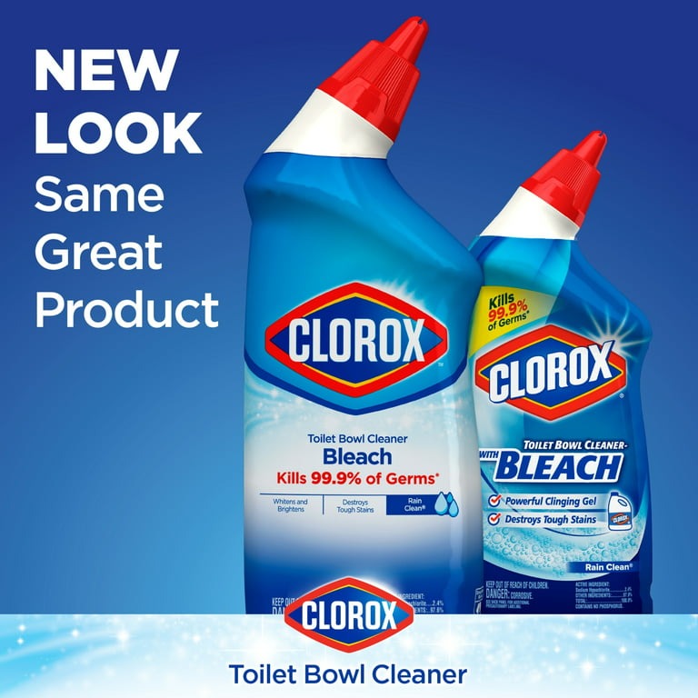 Clorox Toilet Bowl Cleaner Bleach, Rain Clean, 24 fl oz, 2 Pack