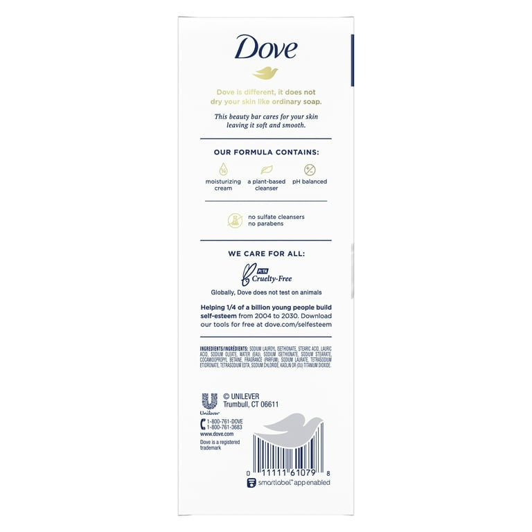 Dove Beauty Bar Gentle Skin Cleanser Original Made With 1/4 Moisturizing Cream, More Moisturizing Than Bar Soap 3.75 oz, 8 Bars