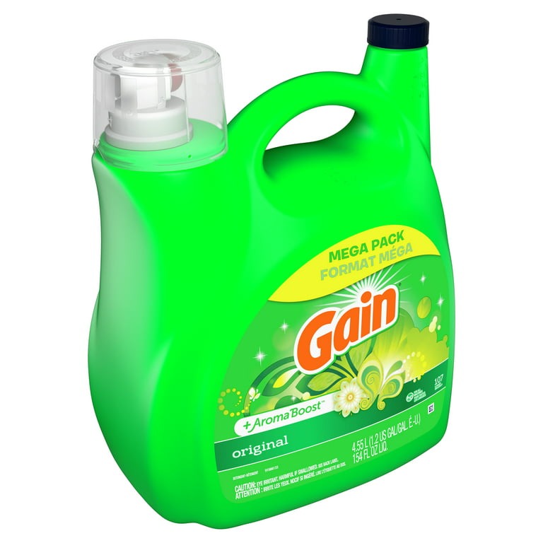 Gain + Aroma Boost Liquid Laundry Detergent, Original Scent, 107 Loads, 154 fl oz