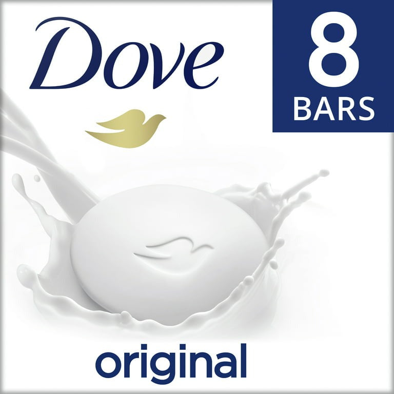 Dove Beauty Bar Gentle Skin Cleanser Original Made With 1/4 Moisturizing Cream, More Moisturizing Than Bar Soap 3.75 oz, 8 Bars