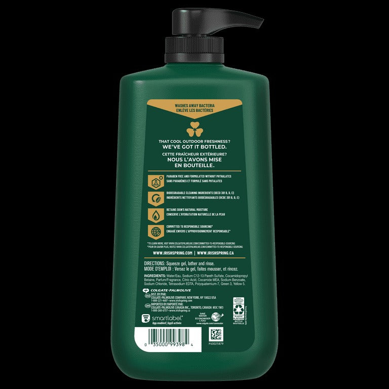 Irish Spring Mens Gel Body Wash Pump, Original Clean, 30 oz