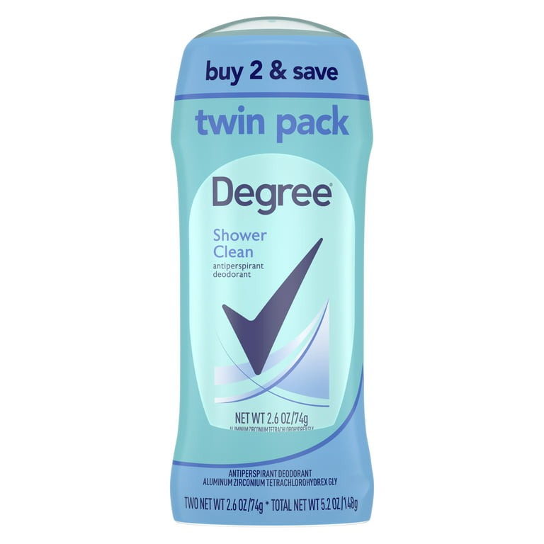 Degree 48H Antiperspirant Deodorant Shower Clean 2.6 oz Twin, 2.6 oz, Twin Pack