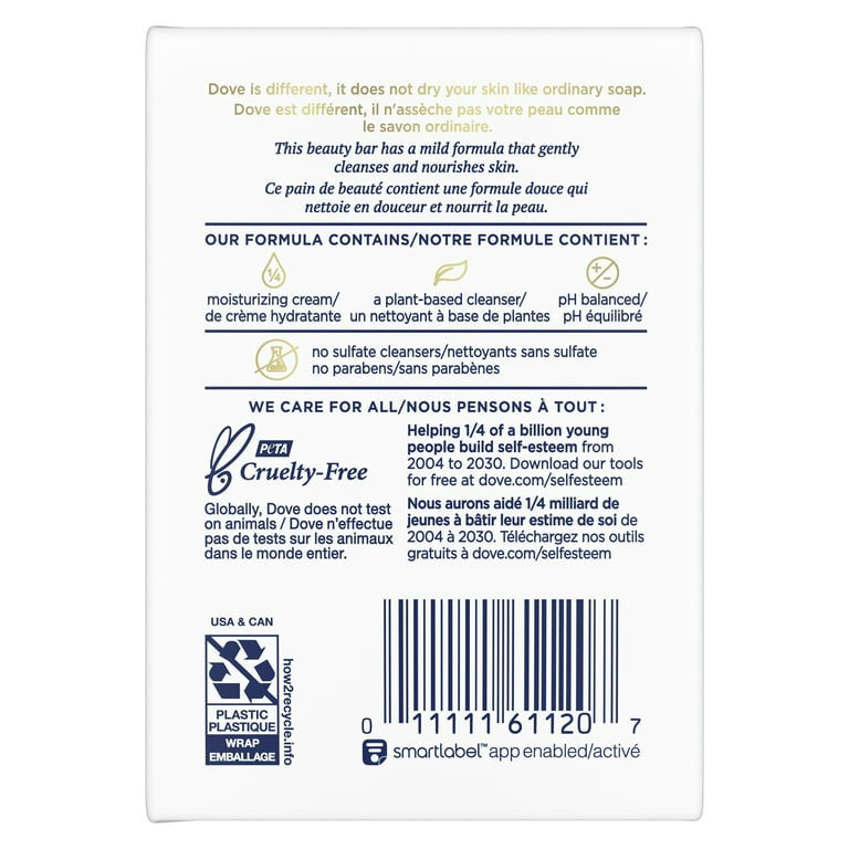 Dove Beauty Bar Sensitive Skin More Moisturizing Than Bar Soap, 3.75 oz, 2 Bars