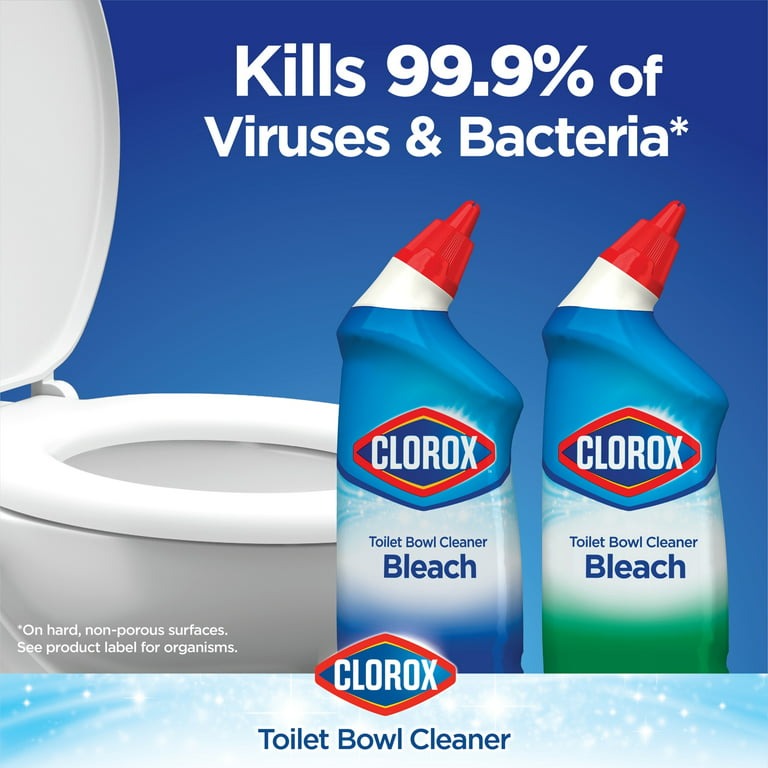 Clorox Toilet Bowl Cleaner Bleach, Rain Clean, 24 fl oz, 2 Pack