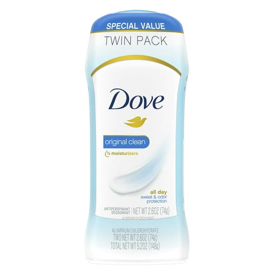 Dove Original Clean Antiperspirant Deodorant, 2.6 oz, Twin Pack