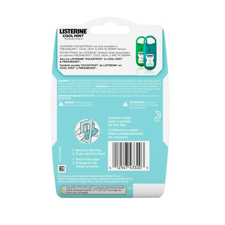 Listerine Cool Mint PocketPaks Oral Care Breath Strips, Breath Spray Alternative, 24 ct, 3 pack