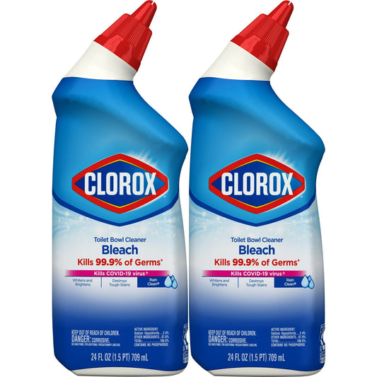 Clorox Toilet Bowl Cleaner Bleach, Rain Clean, 24 fl oz, 2 Pack