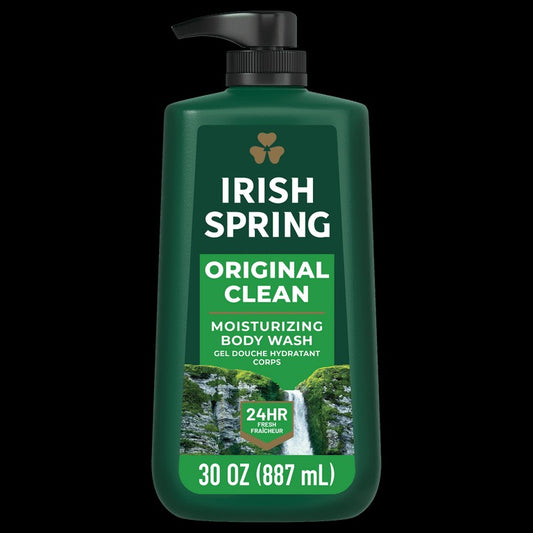 Irish Spring Mens Gel Body Wash Pump, Original Clean, 30 oz