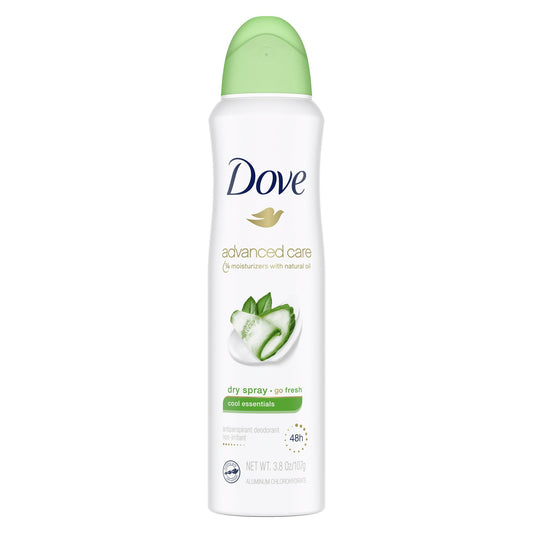 Dove Advanced Care 48H Dry Spray Antiperspirant Deodorant for Women, Cool Essentials, 3.8 oz Single