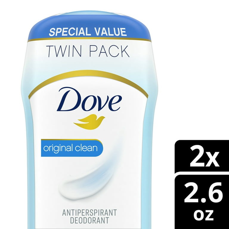 Dove Original Clean Antiperspirant Deodorant, 2.6 oz, Twin Pack